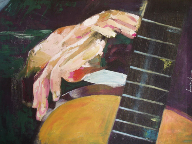 Manos con guitarra Oil Canvas Figure Painting