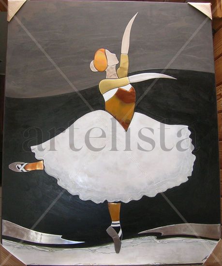 Bailarina sobre gris Acrylic Panel Figure Painting