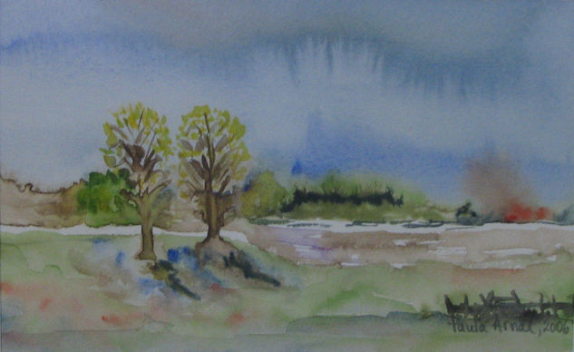 Paisaje con árboles Watercolour Paper Landscaping