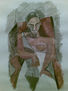 Pintura en acuarela mujer con abanico (picasso)