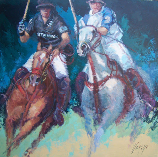 ultimo chukker Acrylic Canvas Figure Painting