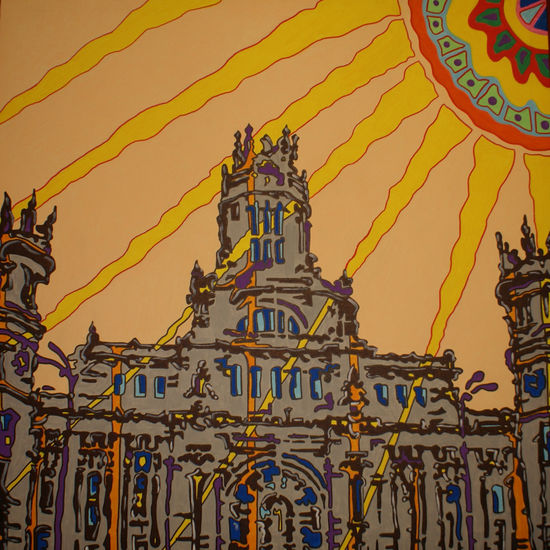 palacio de correos 2 Felt-tip pen Canvas Landscaping