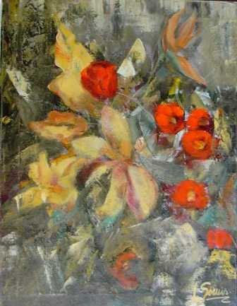 Y entre ellas la rosa Oil Canvas Landscaping