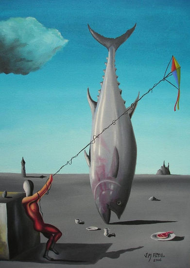 Carne y pescado en equilibro. Oil Canvas Landscaping