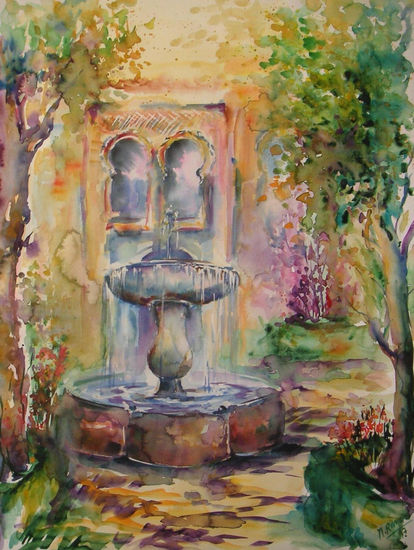 Fuente del Generalife. Watercolour Paper Landscaping