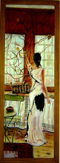 mujer de espalda Mixed media Canvas Figure Painting