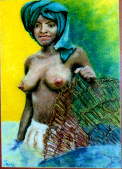 pescadora Pastel Tela Figura