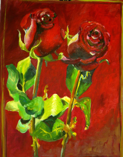 rosas para ana Oil Panel Floral Painting