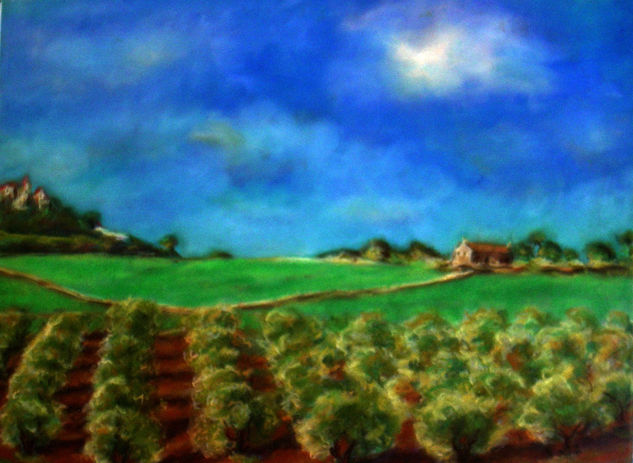 olivar Pastel Papel Paisaje