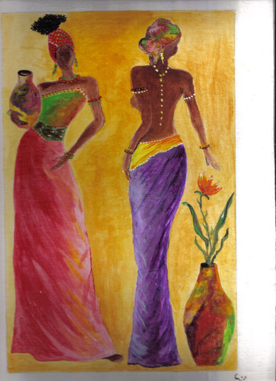 Africa mía 5 Acrylic Card Still Life Paintings