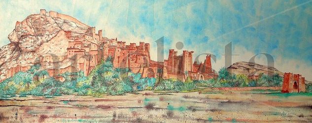 Kasba Ait Ben Haddou Pastel Tabla Paisaje