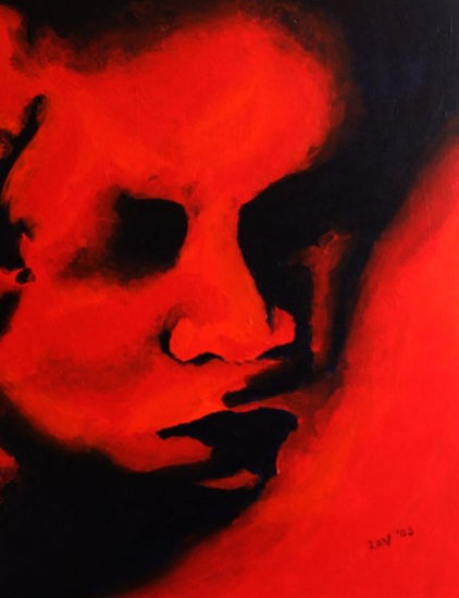 Hidden emotions red Acrylic Panel Portrait