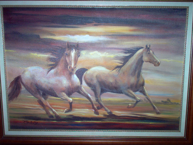 Caballos Óleo Lienzo Paisaje