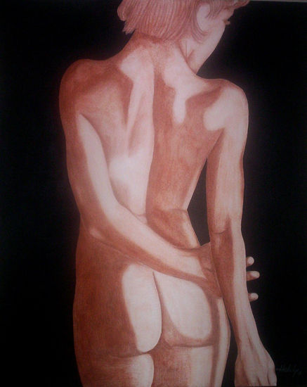 UNA MUJER DESNUDA Y EN LO OSCURO_02 Media Mixta Lienzo Desnudos