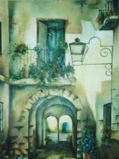 Patio Óleo Lienzo