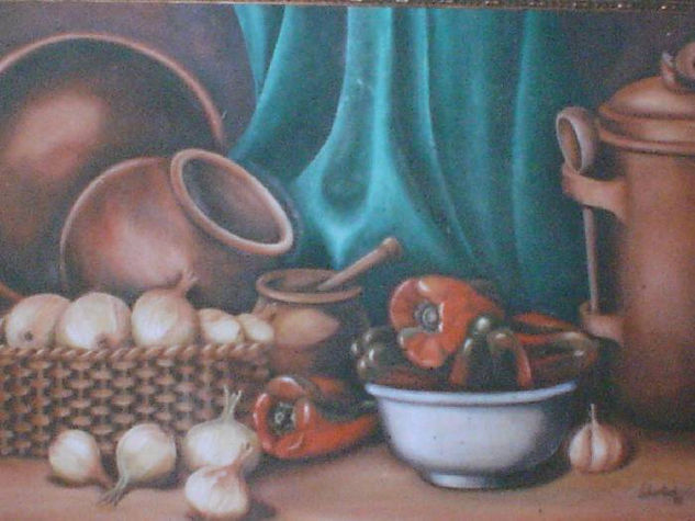 en la cocina Oil Canvas