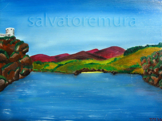 Scorcio di Pula Oil Canvas Landscaping