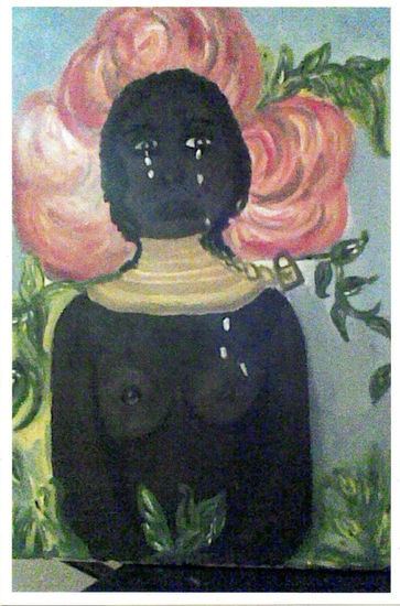 afroamericana Oil Canvas Floral Painting