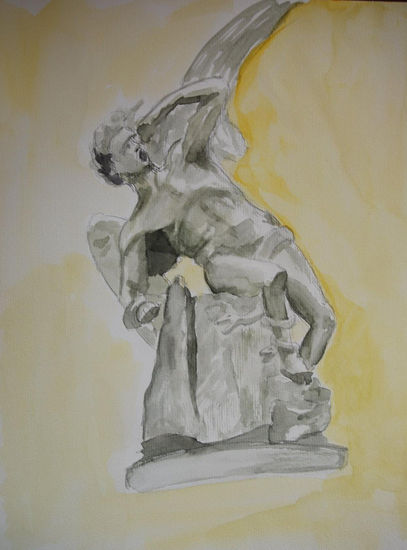 Ángel caído Watercolour Paper Figure Painting