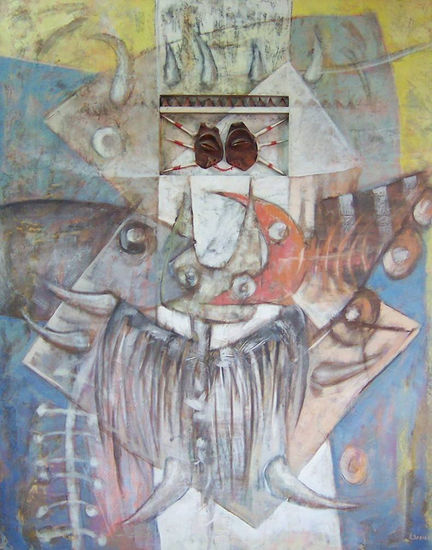 LUNA ANCESTRAL CON MASCARA Mixed media Canvas Others