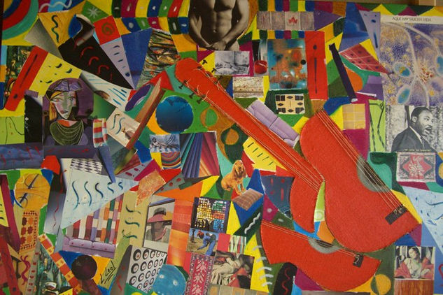 COLLAGE CON GUITARRA Óleo Lienzo Otros