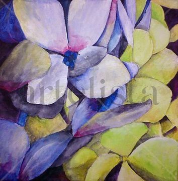 hortensia azul y verde