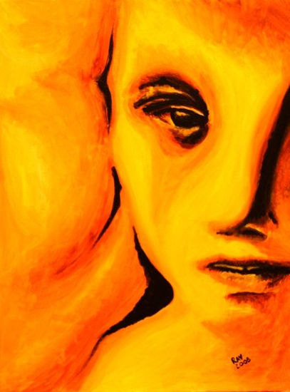 Hidden emotions yellow Acrylic Panel Portrait