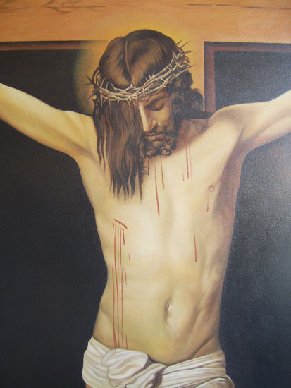 Christ on the Cross Oil Canvas Figure Painting