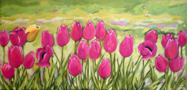 Campo de tulipanes Oil Canvas Floral Painting