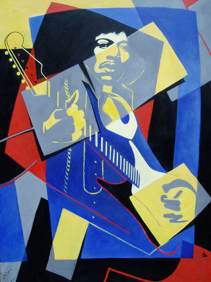 Jimmi Hendrix Acrylic Canvas Figure Painting