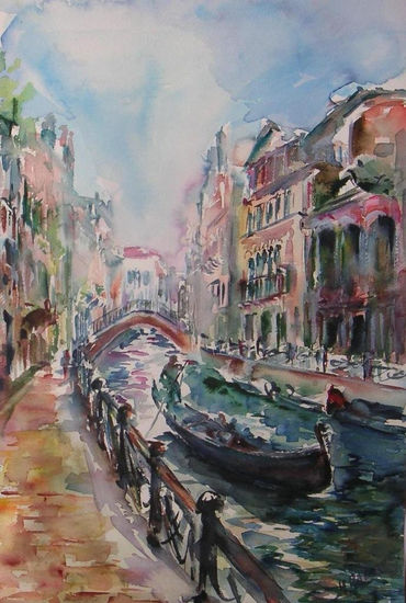 Canal del Rio Marin. Venecia. Watercolour Paper Marine Painting