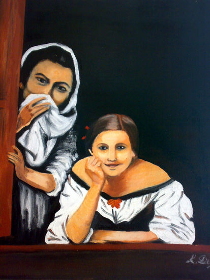 GALLEGAS EN LA VENTANA(COPIA DE MURILLO) Oil Canvas Portrait