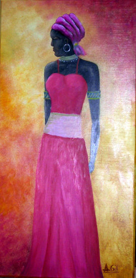 africana 2 Oil Panel Figure Painting