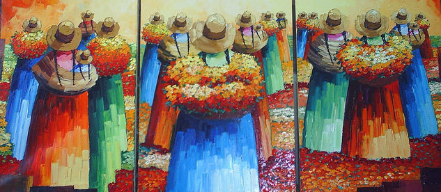 cholitas alegres Oil Canvas Landscaping