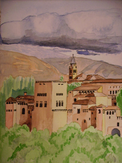 La Alhambra. Acuarela Papel Paisaje