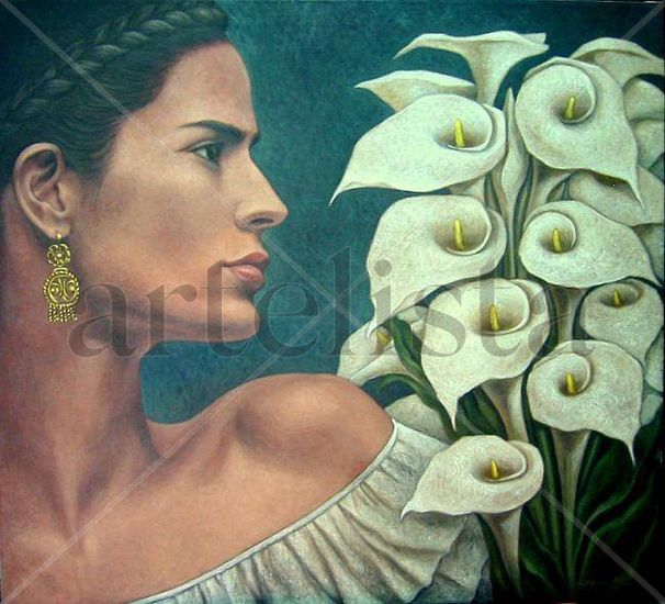 Perfil con alcatraces Oil Canvas Figure Painting