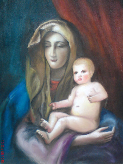 Virgen y el niño Oil Canvas Portrait