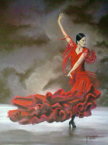 Flamenco---Bailaora Pastel Lienzo Figura