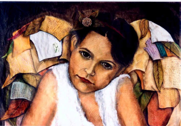 niña de alas de carta