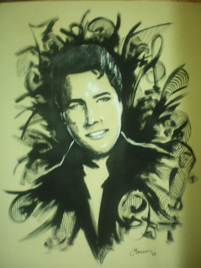 De la Serie Elvis Presly-1 Acrylic Canvas Figure Painting