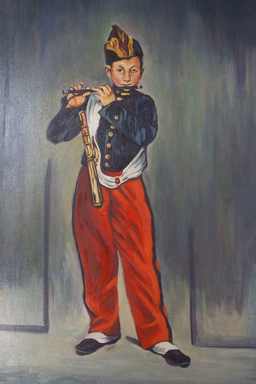 El pífano Oil Panel Figure Painting