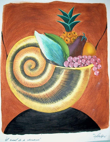 EL CARACOL DE LA ABUNDANCIA Mixed media Card Figure Painting