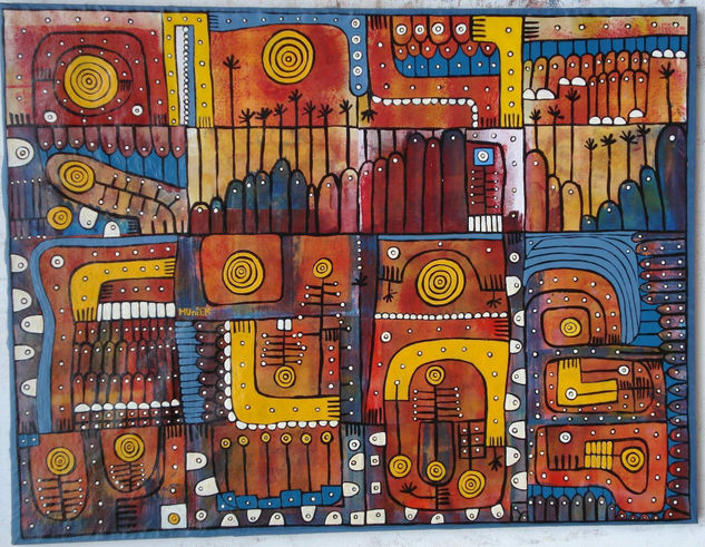 MUniEK - # 198 - fondo rojo quemado - Acrylic Others Others