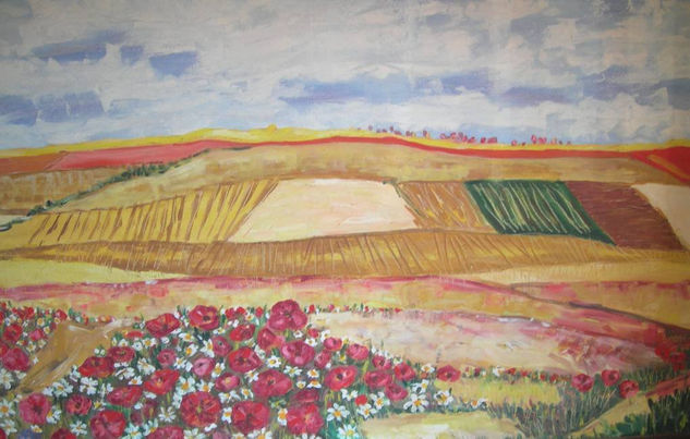 Campos y amapolas Oil Canvas Landscaping