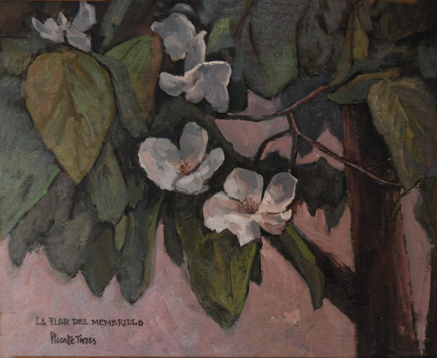 La flor del membrillo Oil Panel Still Life Paintings