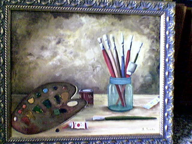 UTENSILIOS PINTOR Óleo Lienzo Bodegones