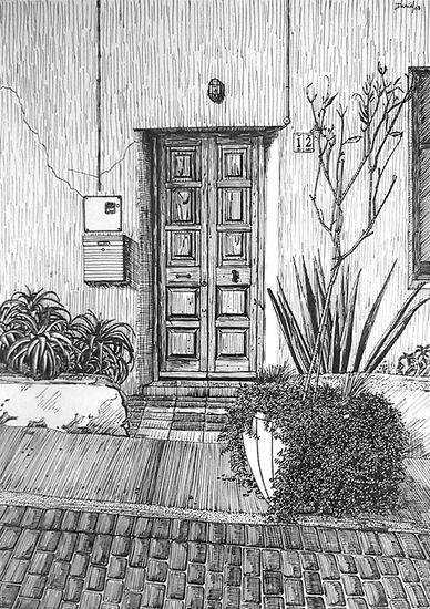 Puerta con maceta Ink