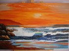 ATARDECER 2 Oil Canvas Marine Painting