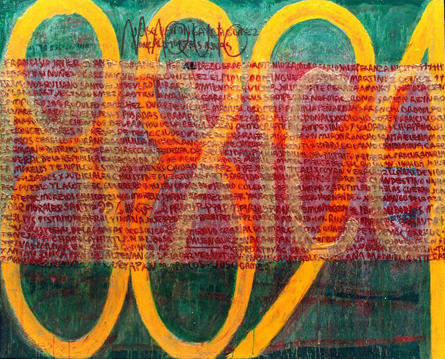 la construcción roja  (el soporte del régimen), 200 x 150 cm.