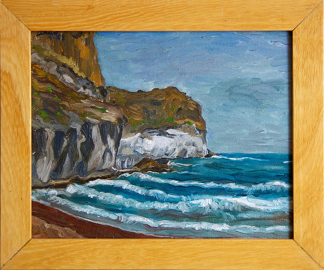 Saliente con marejada Oil Panel Marine Painting